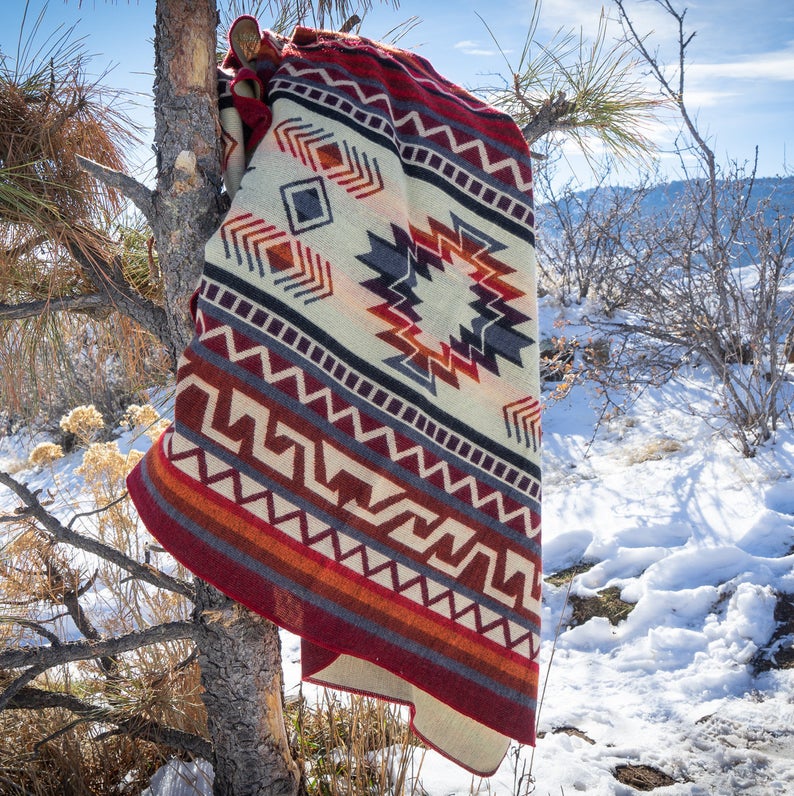 Andean Alpaca Wool Blanket - Wildfire