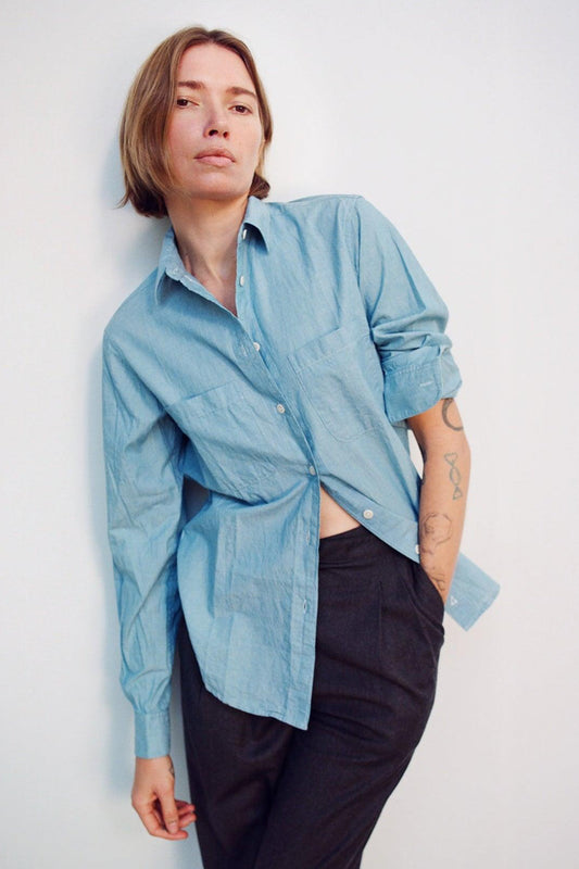 4 B-Corp Luxury Fashion in , sustainable fashion 4 Work Shirt Indigo Chambray | Luxury Women's Clothing Tops