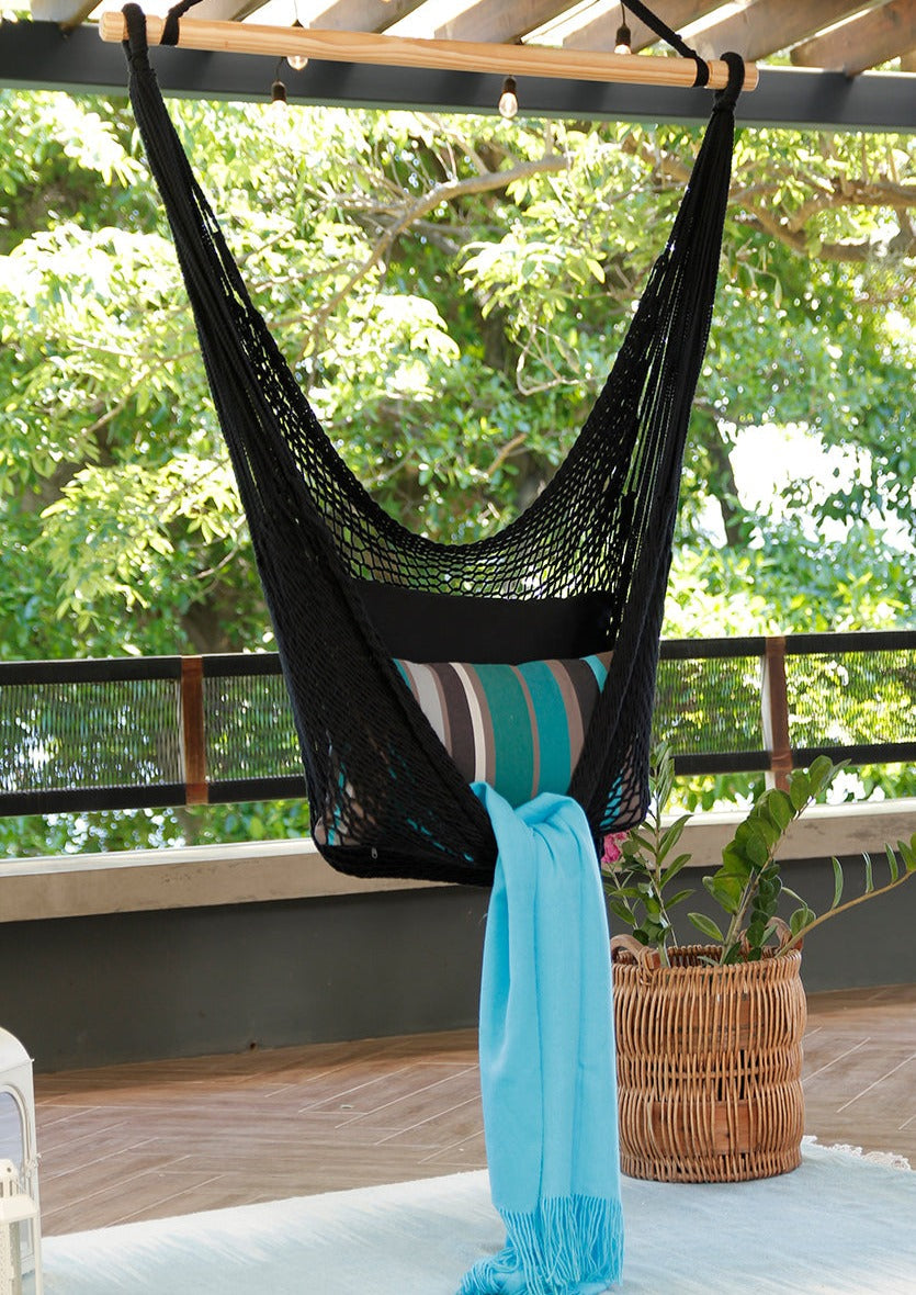 Black Macrame Woven Hammock Swing Chair - Thumbnail 4