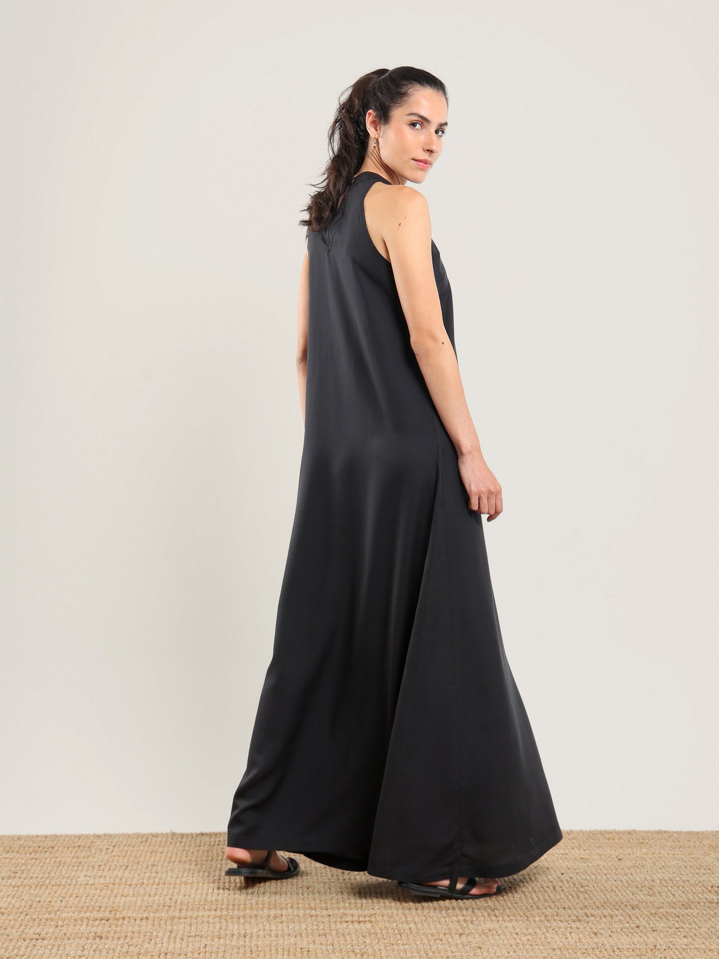 Vestido halter de tencel - Negro