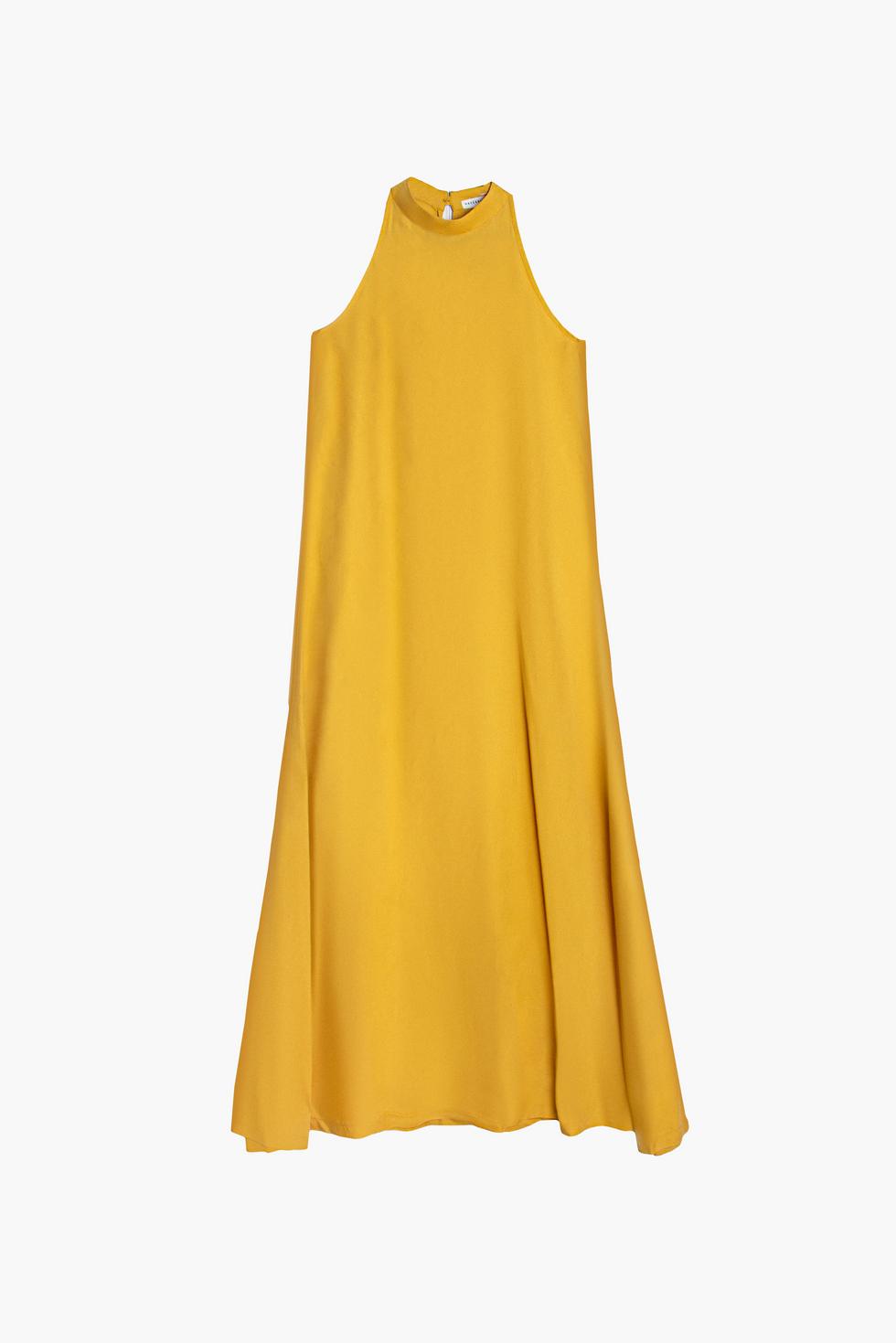 Vestido halter de tencel - Miel