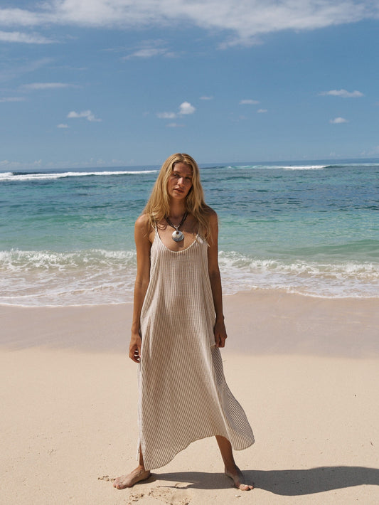 Vestido Yaz - Rayas Verde Caqui